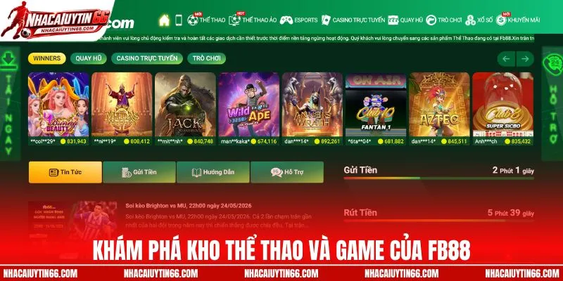Khám phá kho thể thao và game của FB88
